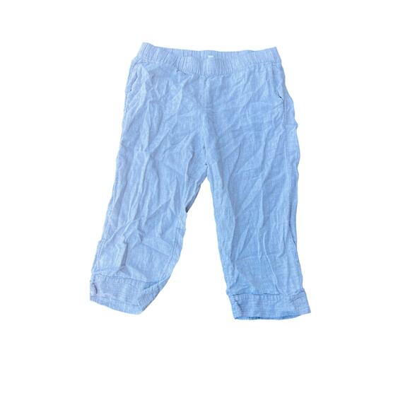 🩵 Pure Jill Linen Pants - Light TAN Petite M Relaxed Cropped - Minimalist - Picture 1 of 4